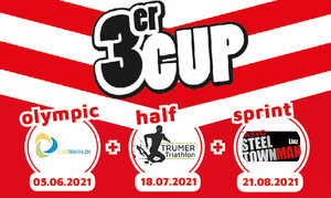 3er Cup Logo Trumer Triathlon, Linz Triathlon und Steeltownman